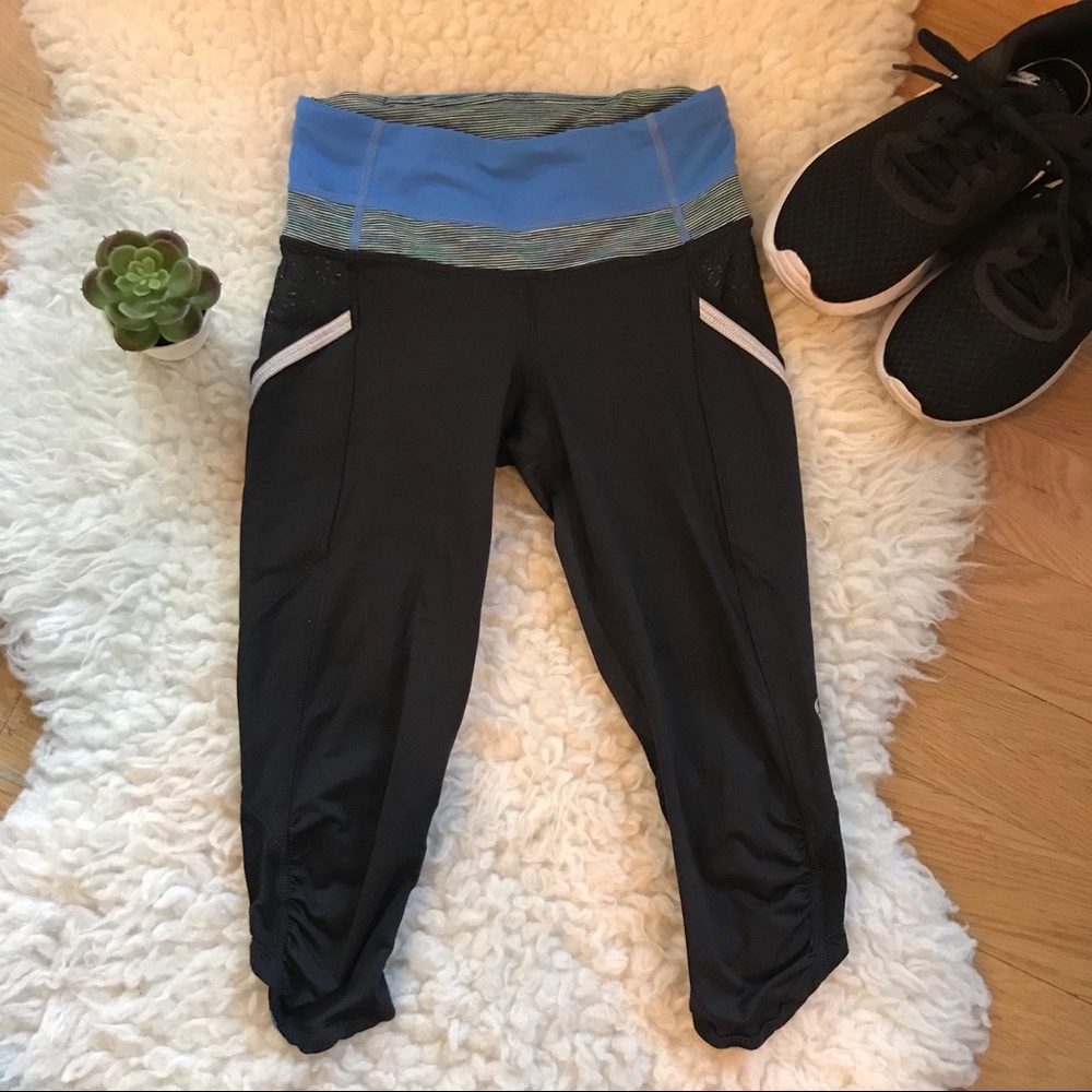 LULULEMON run a marathon Black/blue crops - Picture 1 of 7